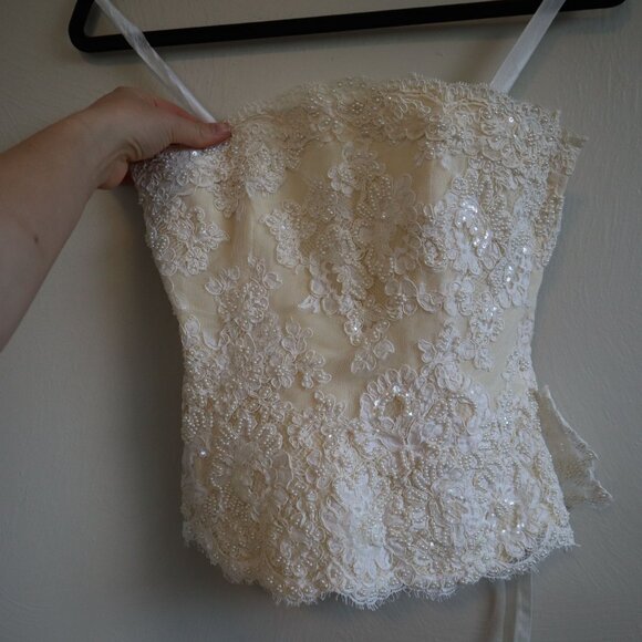 Janice Martin Strapless Peplum Beaded Tube Top Wedding Size XS - Picture 3 of 8